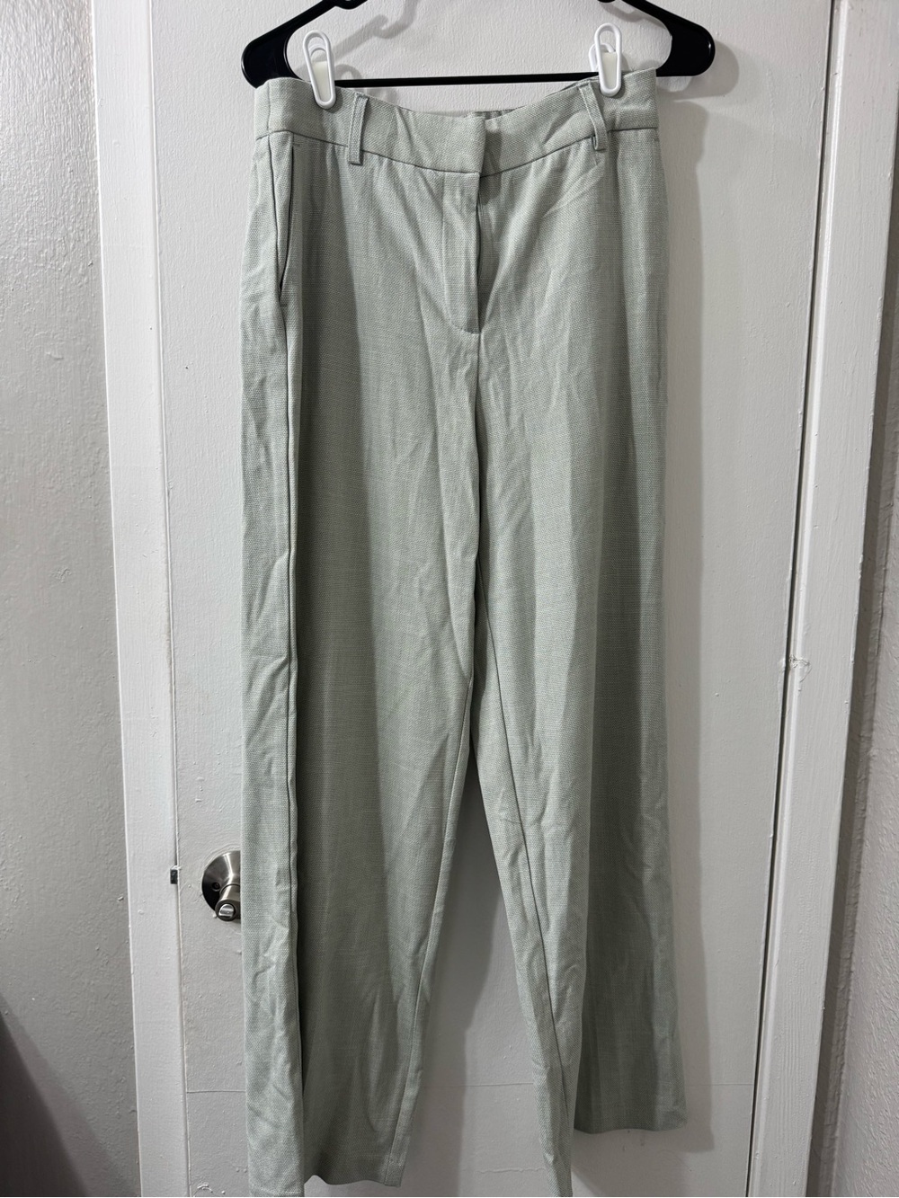 Wide-Leg Women's Dress Pants in Light Sage Green
